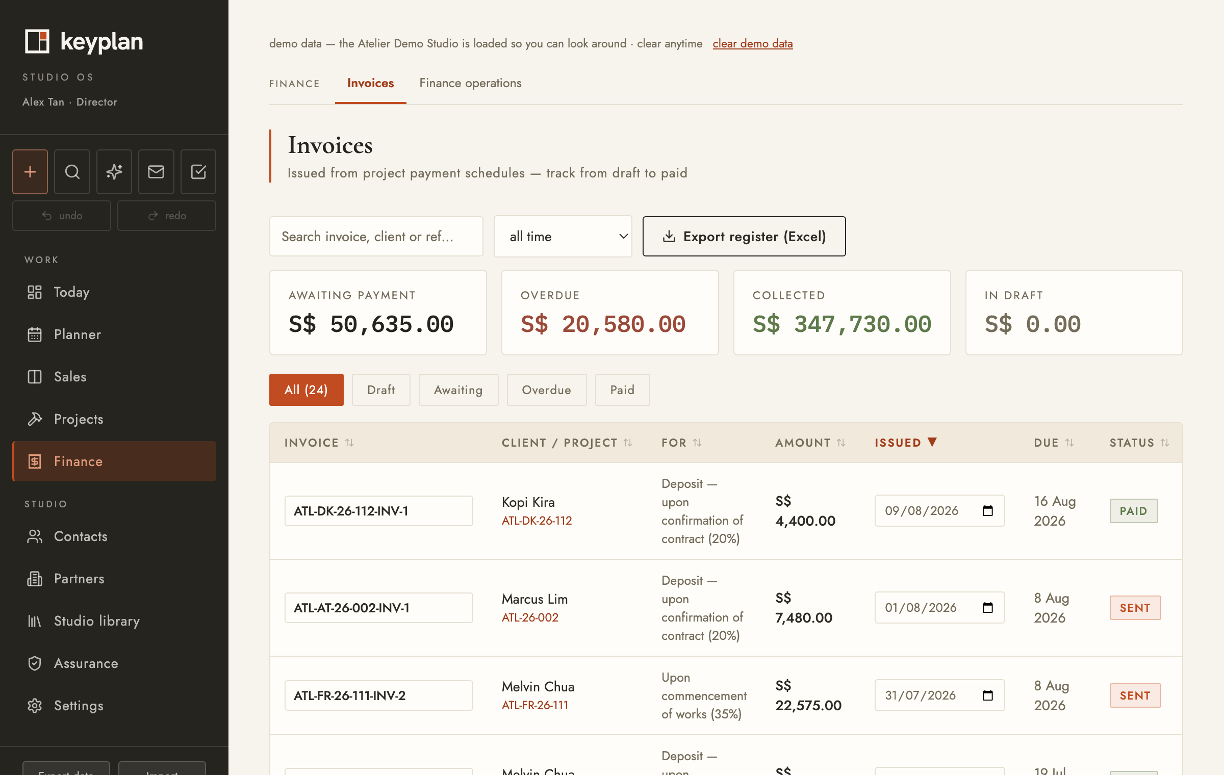 Invoices and progressive claims